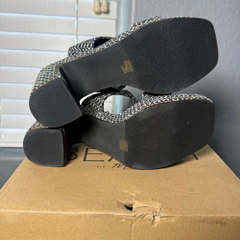Beach by Matisse Ocean Ave Gem Woven Platform Block Heel Sandals Black Size 9 - Picture 3 of 7